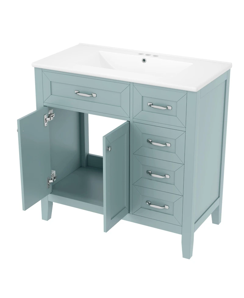 Casainc 36" Bathroom Vanity with Sink Combo, Cabinet Drawers, Solid Frame and Mdf Board