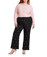 Eloquii Women's Embroidered Bow Bootcut Trouser
