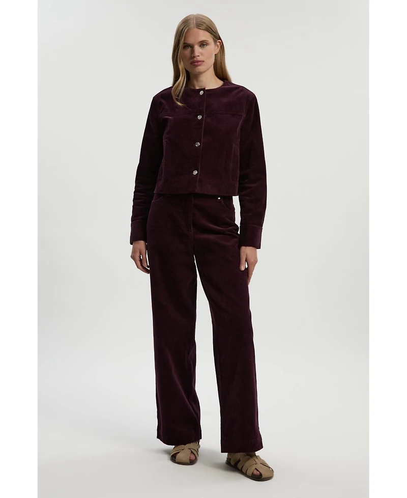 Karen Millen Women's Cord Collarless Tailored Jacket