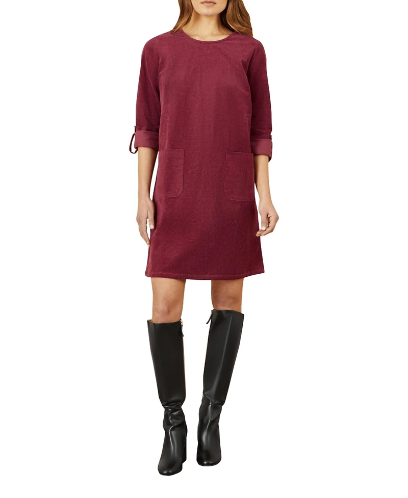 Yumi Women's Cord Tunic Dress With Pockets