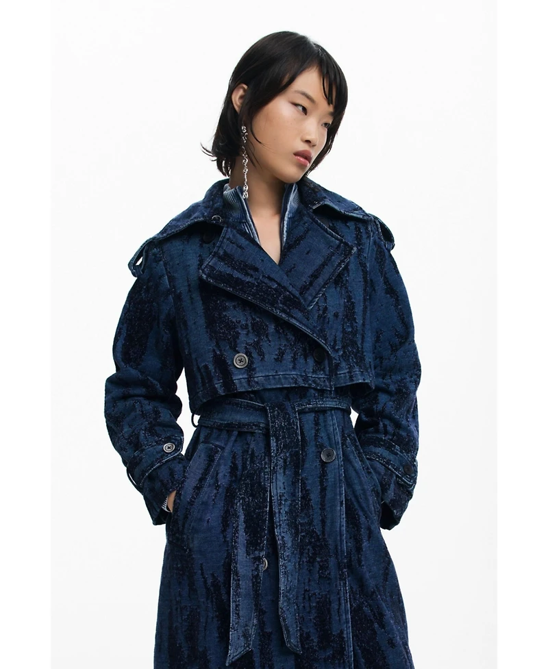 Desigual Women's Degraded denim trench coat