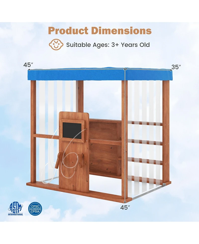 Sugift Kids Gas Station Playhouse with Gas Refueling Guns for Aged 3+