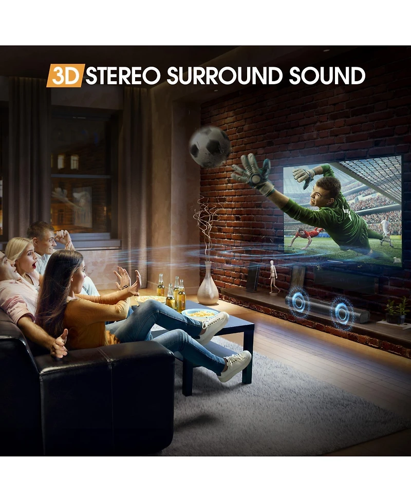 Sound Bar for Tv with 3D Surround Sound and Dual Bass Technology