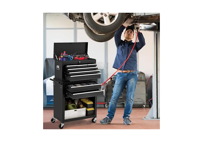 Aecojoy Rolling Tool Chest with Wheels and 8 Drawers, Detachable Metal Tool Box with Drawers