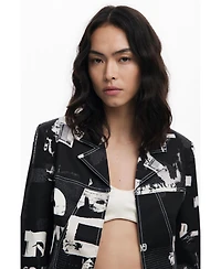 Desigual Women's Newspaper zipper blazer