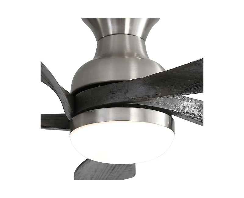 52-inch Modern Minimalist Sand Nickel 5-Blade Flush Mount with Led Light Remote Control Supports 6 Speeds and Timer Function