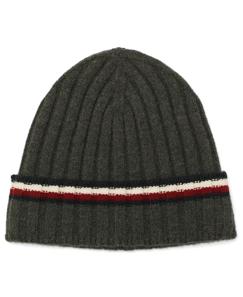 Tommy Hilfiger Men's 2-Piece Wide Rib Global Stripe Cuff Beanie and Scarf Set