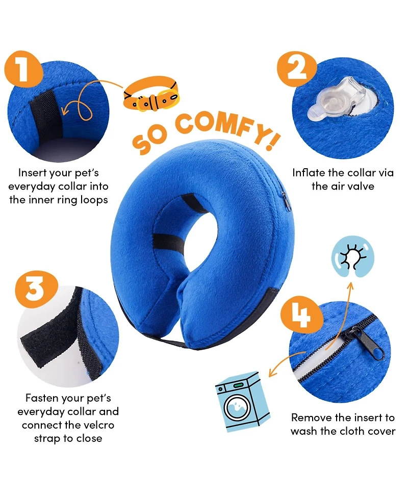 Bencmate Inflatable Dog Cone Collar Alternative Soft Donut Recovery for Pets