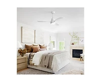 48-inch Modern White Downrod Indoor Walnut Wood 3-Blade Led Ceiling Fan Light with Remote Control Support Six Speed Ajustable