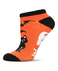 MeMoi Women's Spooky Cat Low-Cut Non-Skid Socks