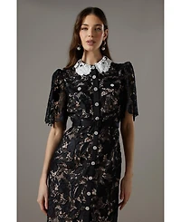 Coast Women's Short Sleeve Lace Shirt Dress