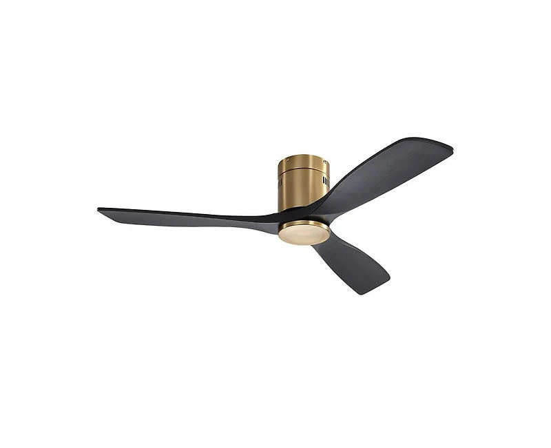 52-inch Modern Golden Sliver 3 Solid Wood Blade Ceiling Fan with 6-speed Remote Control and Forward Reverse Rotation Function for Indoor