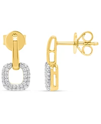 Macy's White Diamond Drop Earrings (1/4 ct. t.w.) in 14K Gold Plating with Sterling Silver