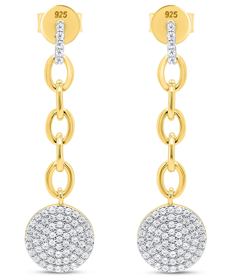 Macy's White Diamond Drop Earrings (1/2 ct. t.w.) in 14K Gold Plating with Sterling Silver