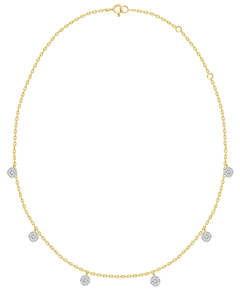 Macy's White Diamond Necklace (1/4 ct. t.w.) in 14K Gold Plating with Sterling Silver