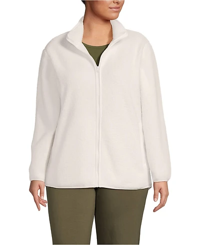 Lands' End Plus Cozy High Pile Full Zip Fleece Jacket