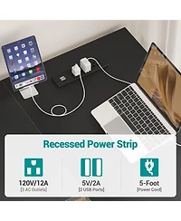 47.2'' L-Shaped Desk with Power Outlet and Shelf, Reversible