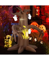 7.8 Ft Halloween Inflatables Scary Dead Tree Halloween Decoration with Ghost Dimming Infinity Mirror Light & 5 Bright Led Lights