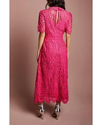 Coast Women's Short Sleeve Collared Lace Midi Dress