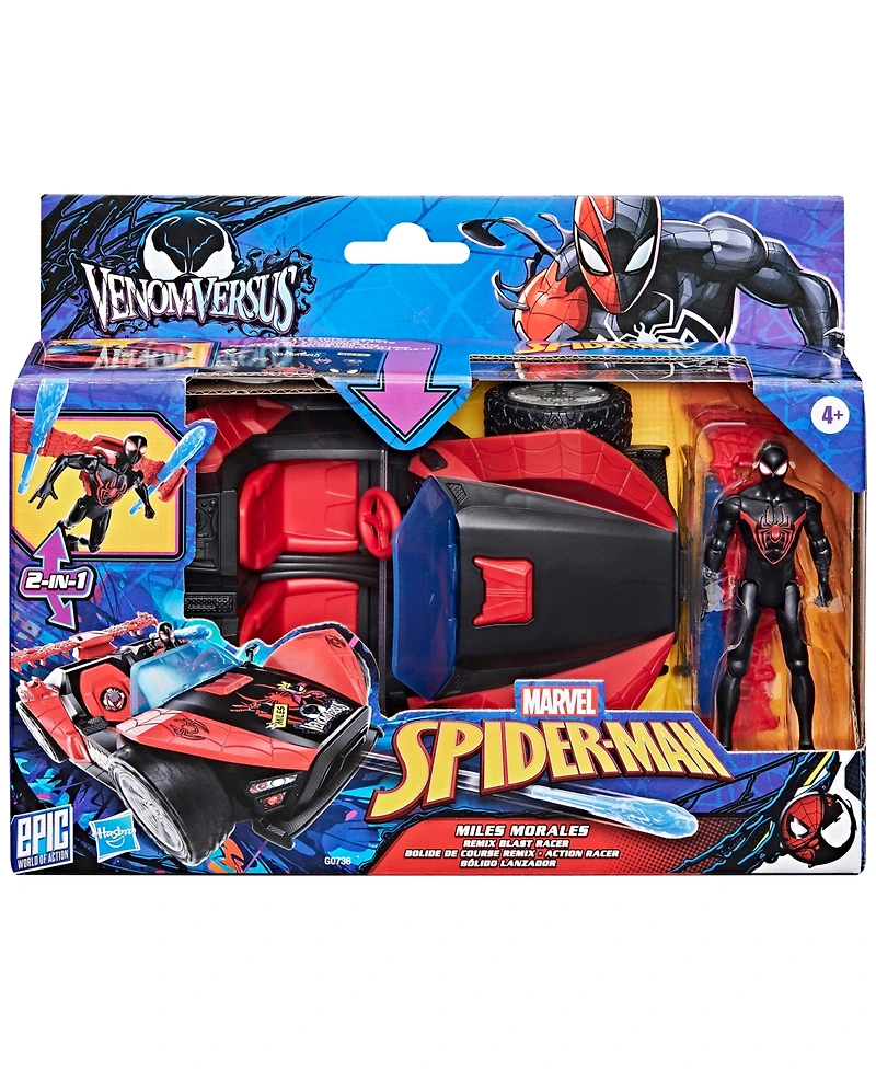 Spider-Man Marvel VenomVersus Epic World of Action Miles Morales Remix Blast Racer Action Figure Set