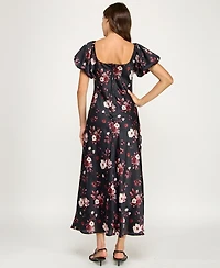 Row A Women's Short Bubble Sleeves Dress