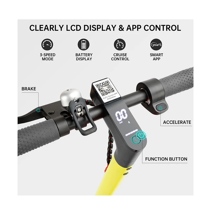 Artudatech 8.5-inch folding electric scooter with app, 350W, 35km range, 30km/h city commuting with lights