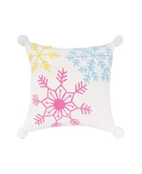 Snowflakes 100% Cotton Boho Christmas Accent Throw Pillow w/ Tassels 20" x 20"