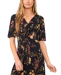 Msk Women's Twist Front Short Sleeve Midi Dress