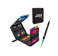 Htutwoo 48 Colors Acrylic Paint Pens Markers Waterproof Dual Tip Acrylic Marker Set for Scrapbook Fabric Glass Ceramic Diy Craft Art Supplies