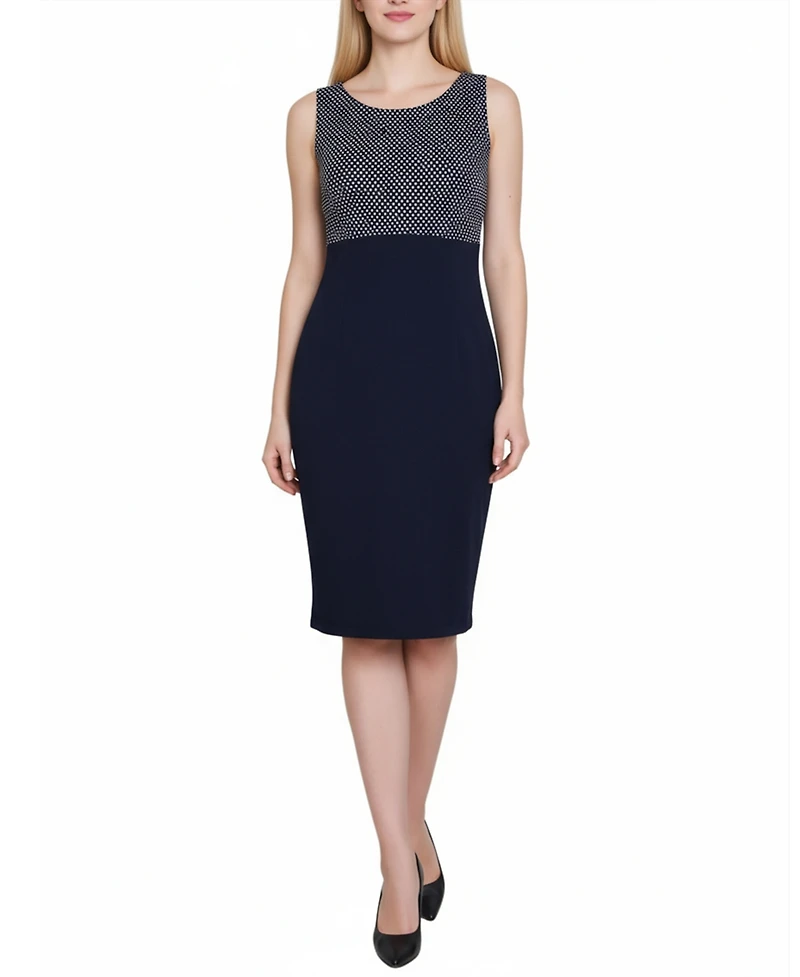 Ny Collection Women's Scoop Neck 3/4 Sleeve Dress