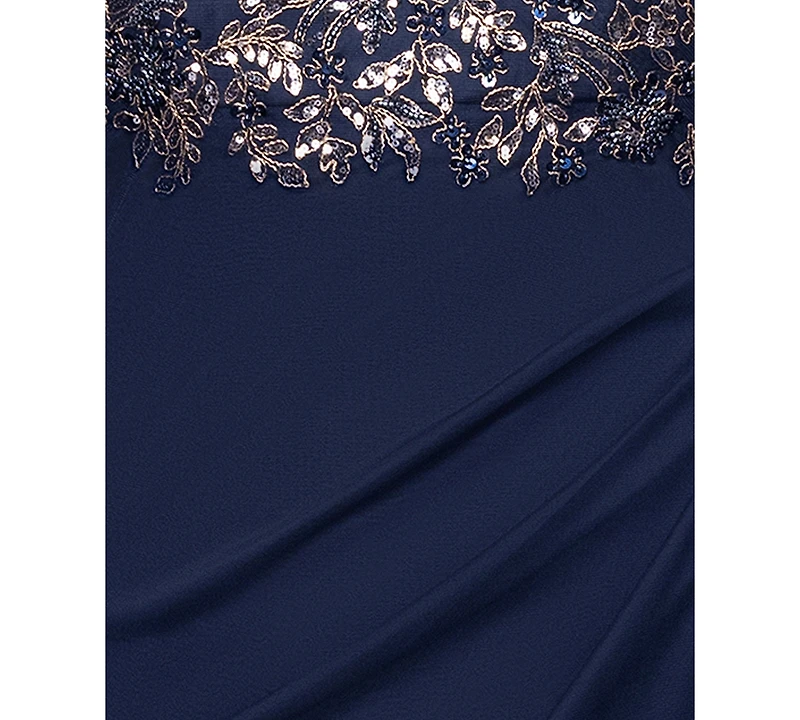 Xscape Plus Applique Short Sleeves Sheath Dress