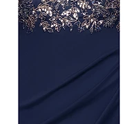 Xscape Plus Applique Short Sleeves Sheath Dress