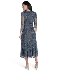 Jessica Howard Women's Puff Sleeves Ruched Dress