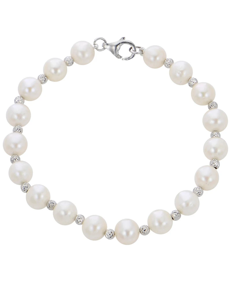 Macy's Cultured Freshwater Pearl (7-8mm) with Brilliance Beads Bracelet in Sterling Silver