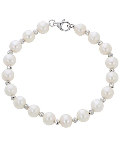 Macy's Cultured Freshwater Pearl (7-8mm) with Brilliance Beads Bracelet in Sterling Silver