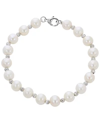 Macy's Cultured Freshwater Pearl (7-8mm) with Brilliance Beads Bracelet in Sterling Silver