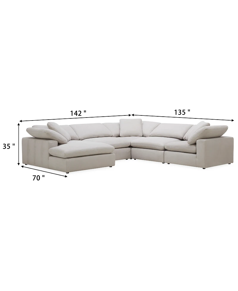 Furniture Fog 5-Pc. Fabric Chaise L-Sectional Sofa Set