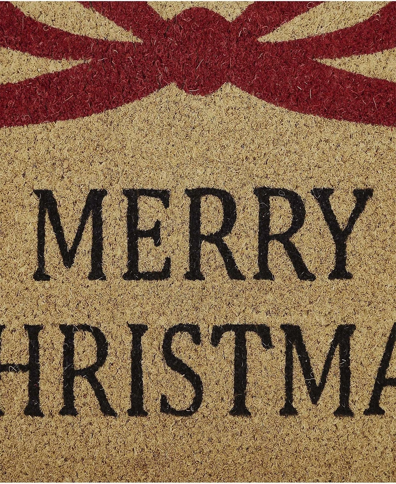 Vcny Home Merry Christmas Bow Outdoor Coir Doormat, 18" x 30"