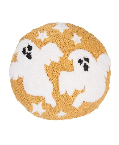 Ghost Duo Hooked Halloween Round Accent Throw Pillow 16" x 16"
