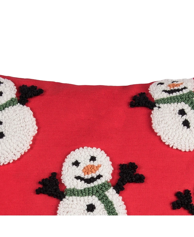Snowman Party Hooked Christmas Accent Throw Pillow 18" x 18"