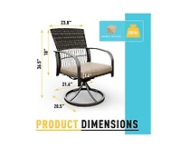 Pamapic Green Rattan Swivel Patio Dining Chair Set of 2