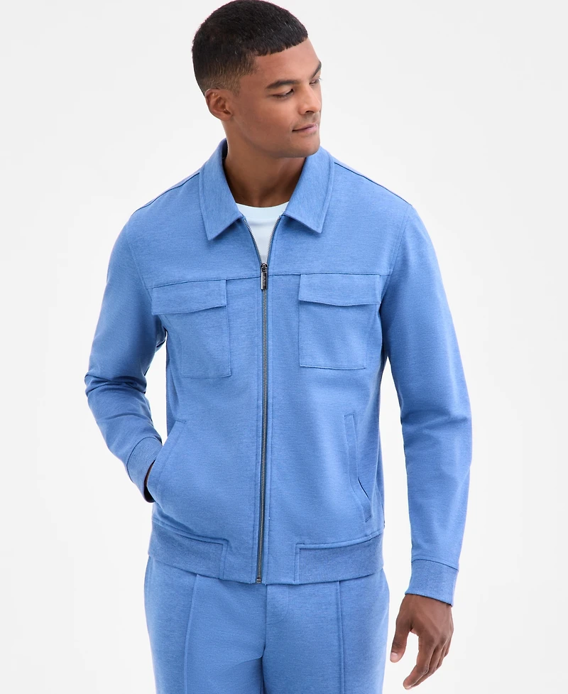 Alfani Men's Weekend Smart Zip-Front Stretch Knit Jacket, Macy's Exclusive