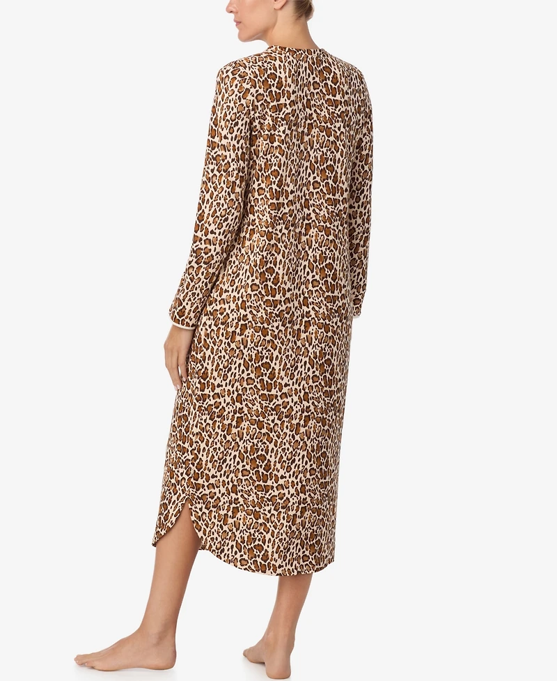 Ellen Tracy Women's Printed V-Neck Long Gown with Socks