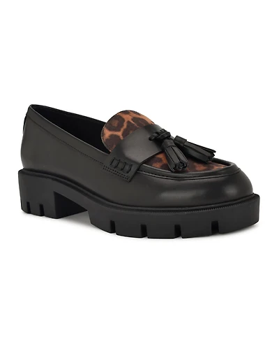 Nine West Womens Marela Tassel Lug Sole Loafers
