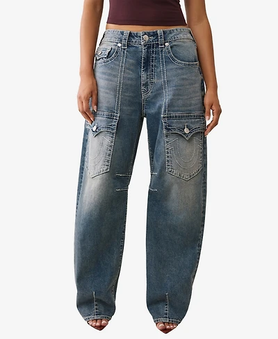 True Religion Women's Bailey Barrel Big Flap Jeans