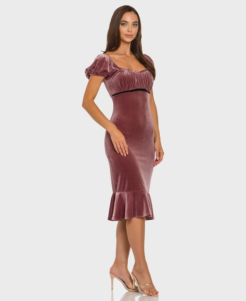 Alex & Sophia Women's Puff Sleeve Midi Dress