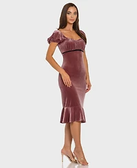 Alex & Sophia Women's Puff Sleeve Midi Dress