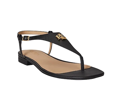 Lauren Ralph Everley Ii Crosshatch Leather Sandal