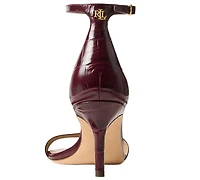 Lauren Ralph Women's Allie Mid-Heel Crocodile-Embossed Sandals