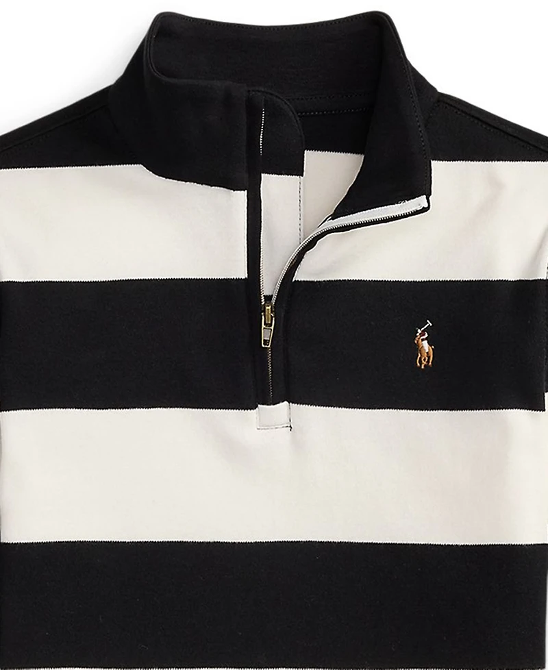 50/1 Interlock-knt-long Sleeve-mock Neck-half Zip-pullover
